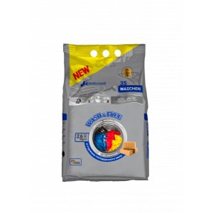 Skalbimo milteliai WASH & FREE universal su ūkiniu muilu 2,6 kg. 